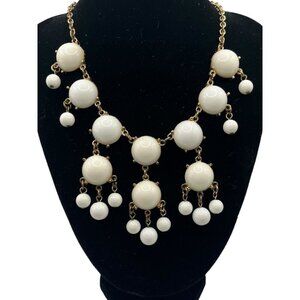 Boutique Women's Bubble‎ Drop Statement Necklace White Cream And Gold Tone Chain